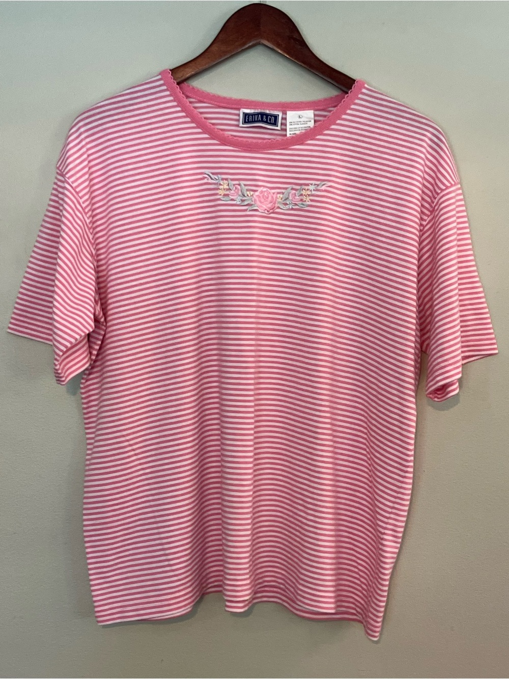 Vintage Erika & Co. Striped Top with Floral Embroidery